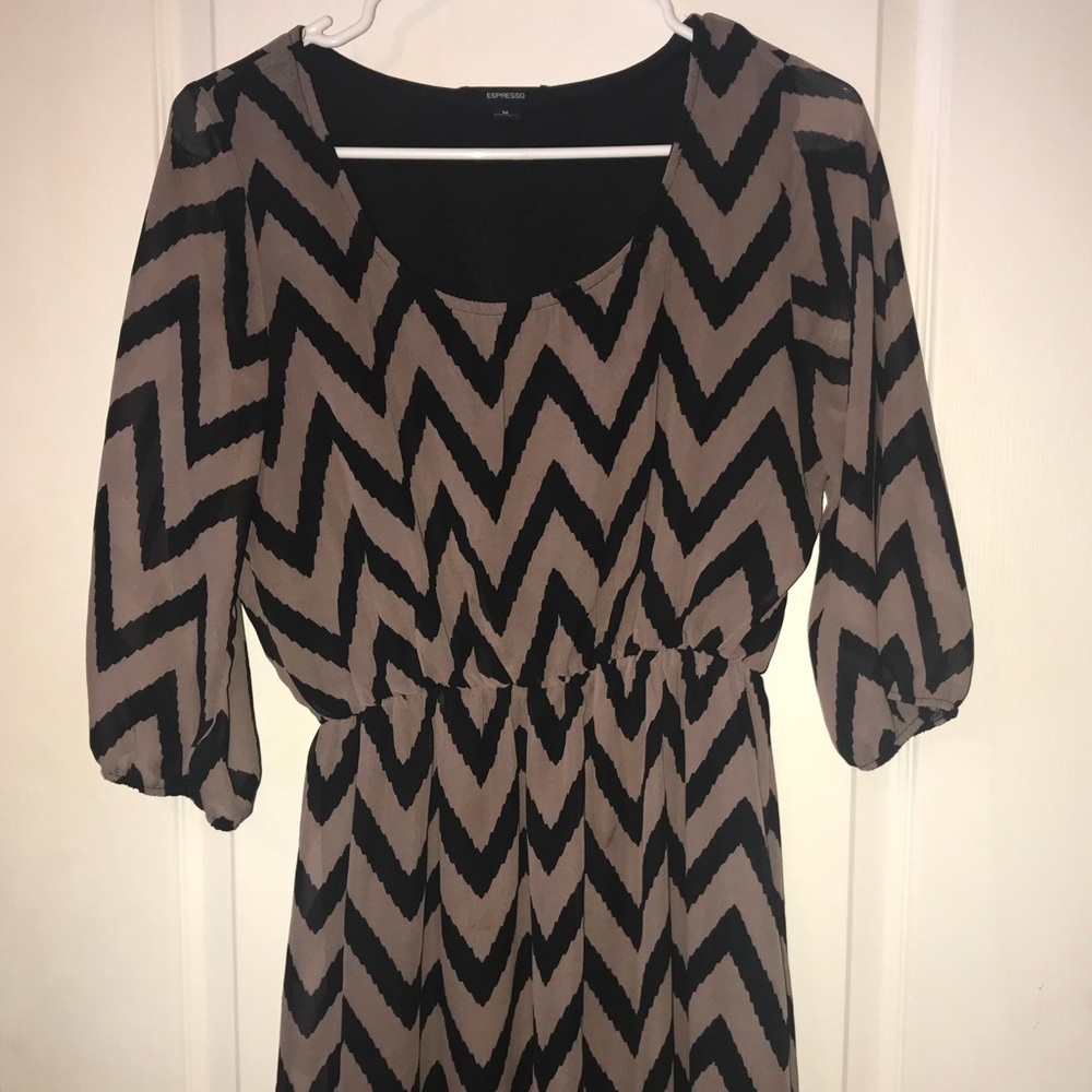 Taupe & Black Chevron Dress